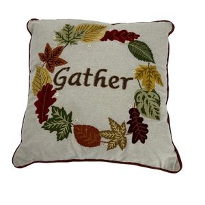 Pier 1 Harvest “Gather” Decorative Fall Holiday Pillow NOTE: Lights Do Not Work